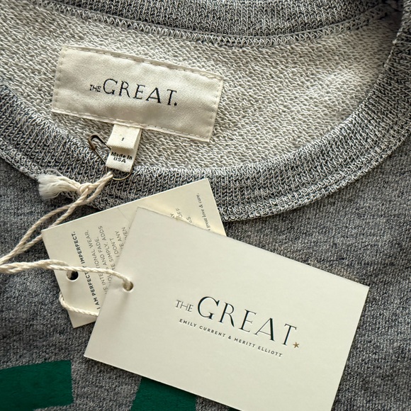 THE GREAT. Track Bears Heather Gray Sweater NWT - Picture 5 of 5